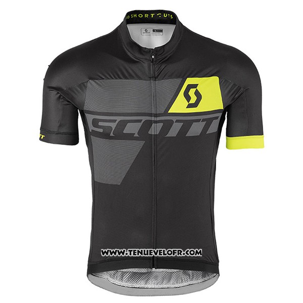 2017 Maillot Ciclismo Scott Jaune et Noir Manches Courtes et Cuissard