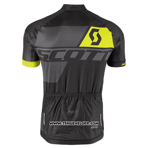 2017 Maillot Ciclismo Scott Jaune et Noir Manches Courtes et Cuissard