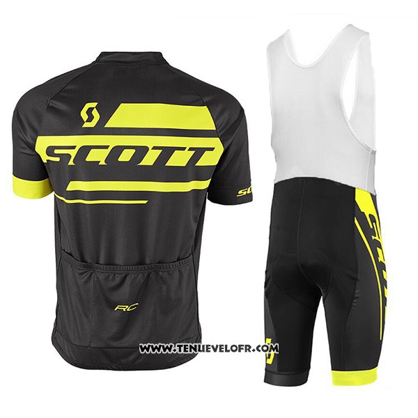 2017 Maillot Ciclismo Scott Noir et Jaune Manches Courtes et Cuissard
