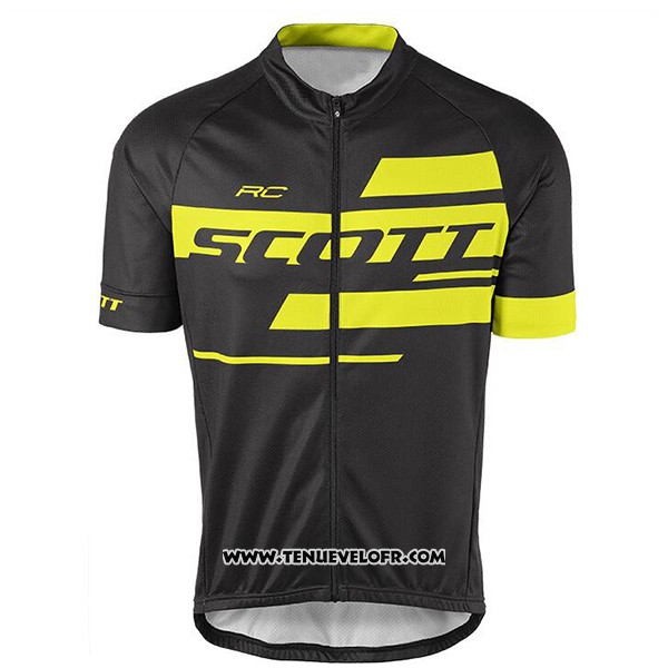 2017 Maillot Ciclismo Scott Noir et Jaune Manches Courtes et Cuissard