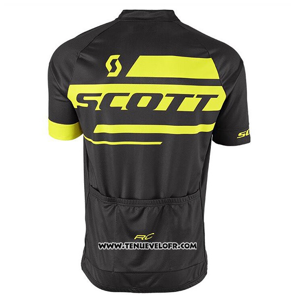 2017 Maillot Ciclismo Scott Noir et Jaune Manches Courtes et Cuissard