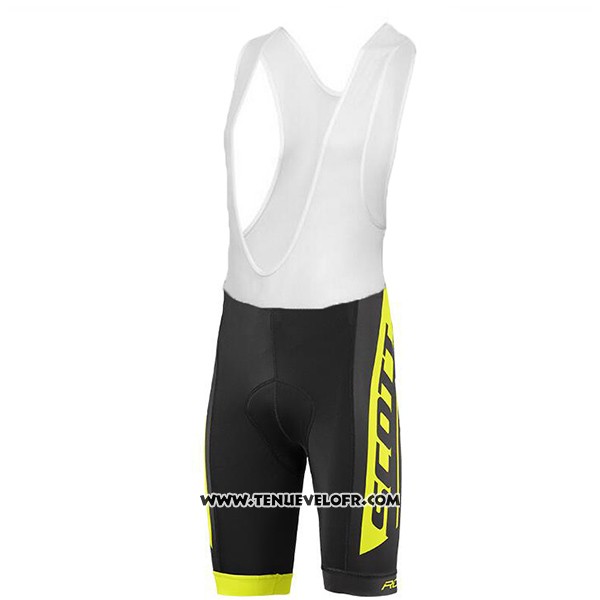 2017 Maillot Ciclismo Scott Noir et Jaune Manches Courtes et Cuissard