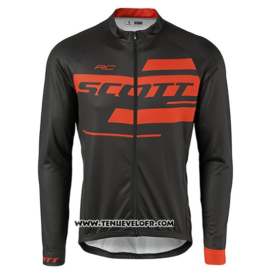2017 Maillot Ciclismo Scott Noir et Orange Manches Longues et Cuissard
