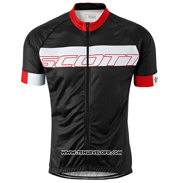 2017 Maillot Ciclismo Scott Noir et Rouge Manches Courtes et Cuissard