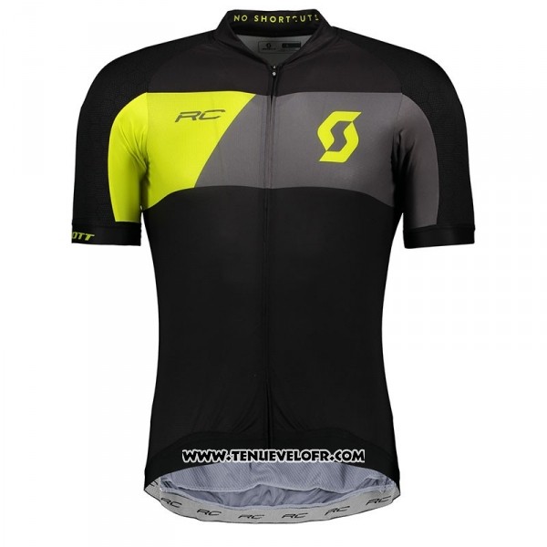 2018 Maillot Ciclismo Castelli Gris Jaune Noir Manches Courtes et Cuissard