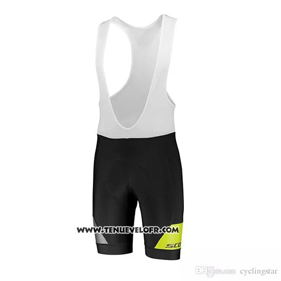 2018 Maillot Ciclismo Scott Noir Jaune Manches Courtes et Cuissard
