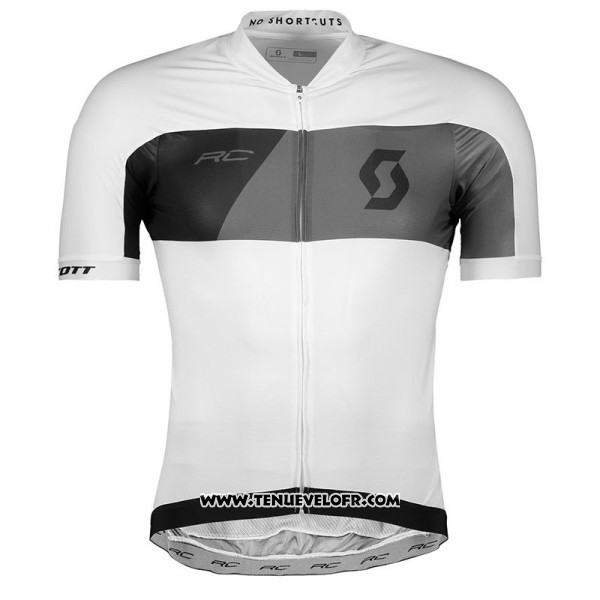 2018 Maillot Ciclismo Scott RC Gris Blanc Manches Courtes et Cuissard