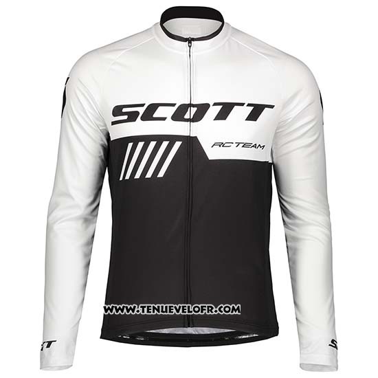 2019 Maillot Ciclismo Scott Noir Blanc Manches Longues et Cuissard