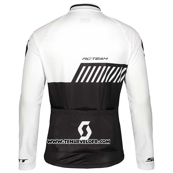 2019 Maillot Ciclismo Scott Noir Blanc Manches Longues et Cuissard
