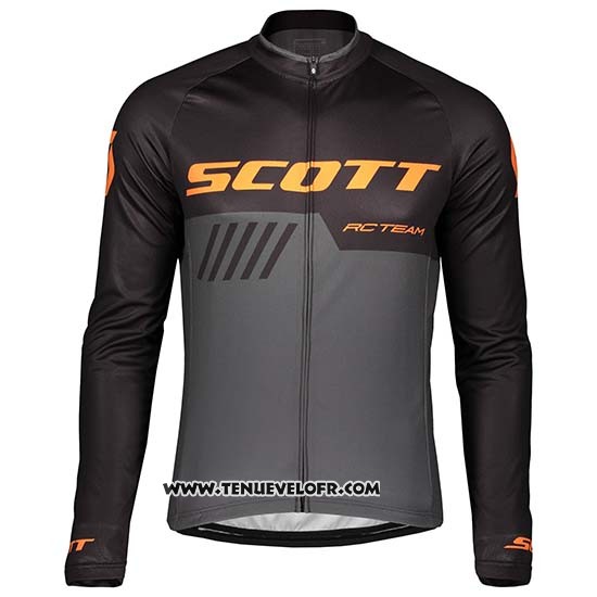 2019 Maillot Ciclismo Scott Noir Gris Manches Longues et Cuissard