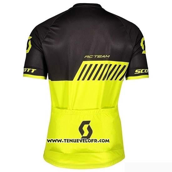 2019 Maillot Ciclismo Scott Noir Jaune Manches Courtes et Cuissard