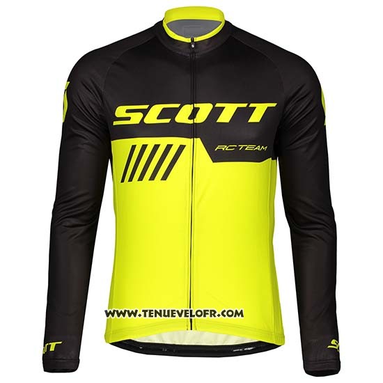 2019 Maillot Ciclismo Scott Noir Jaune Manches Longues et Cuissard