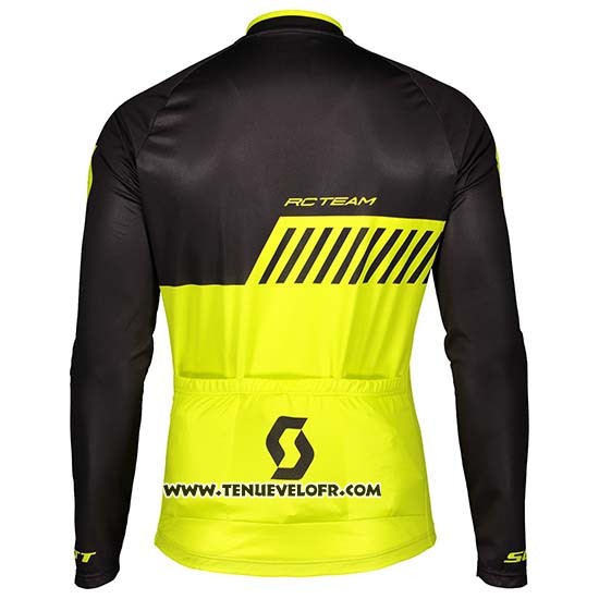 2019 Maillot Ciclismo Scott Noir Jaune Manches Longues et Cuissard