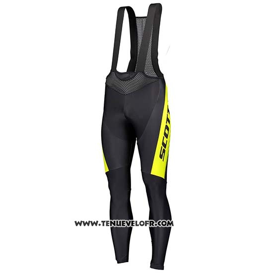 2019 Maillot Ciclismo Scott Noir Jaune Manches Longues et Cuissard
