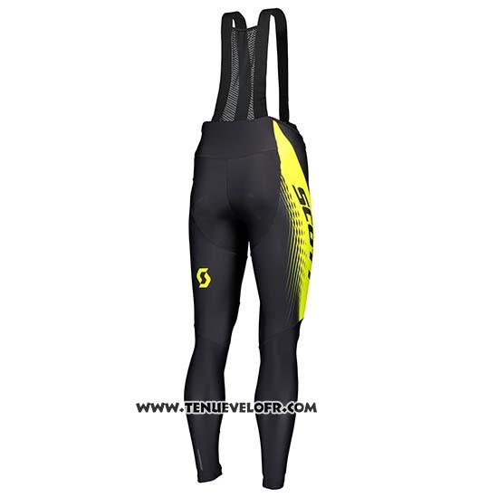 2019 Maillot Ciclismo Scott Noir Jaune Manches Longues et Cuissard