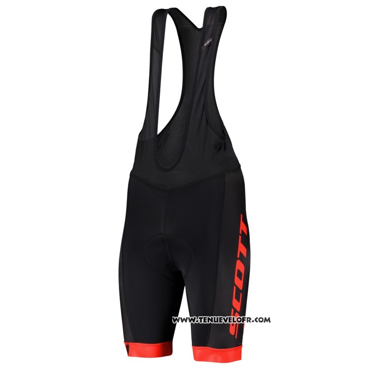 2019 Maillot Ciclismo Scott Noir Rouge Manches Courtes et Cuissard