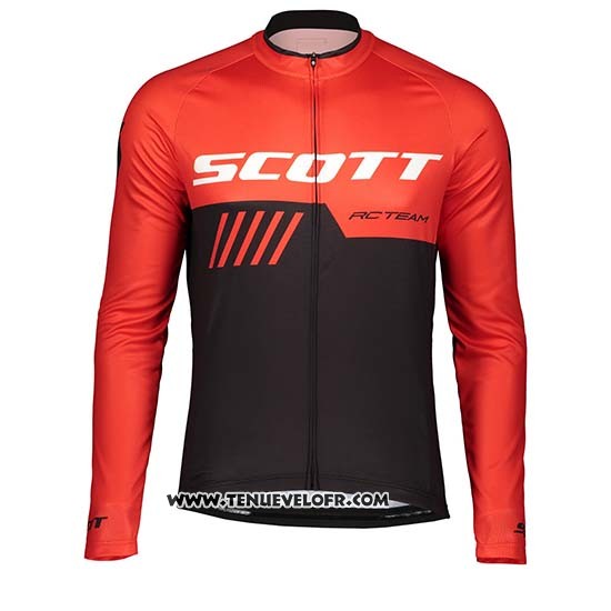 2019 Maillot Ciclismo Scott Noir Rouge Manches Longues et Cuissard