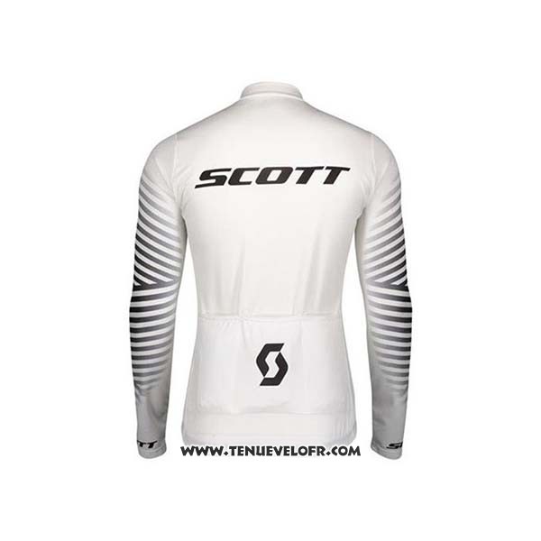 2020 Maillot Ciclismo Scott Blanc Noir Manches Longues et Cuissard