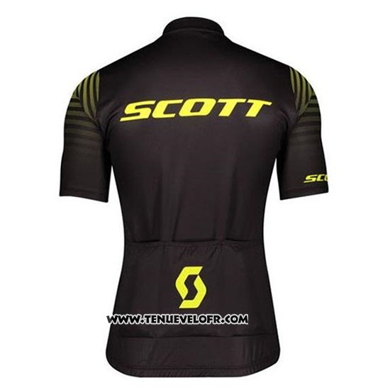 2020 Maillot Ciclismo Scott Noir Jaune Manches Courtes et Cuissard