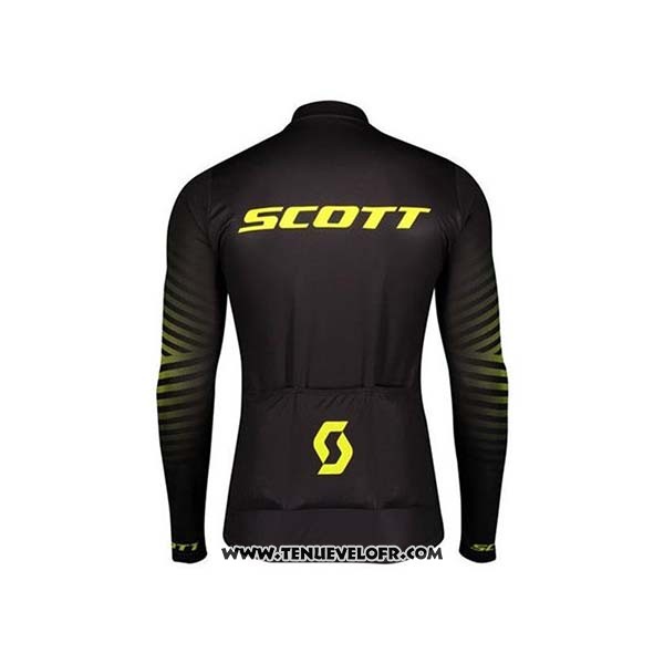 2020 Maillot Ciclismo Scott Noir Jaune Manches Longues et Cuissard