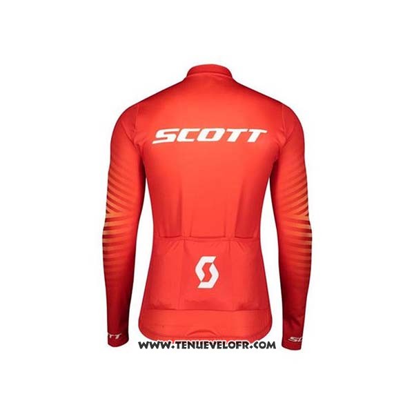 2020 Maillot Ciclismo Scott Rouge Blanc Manches Longues et Cuissard