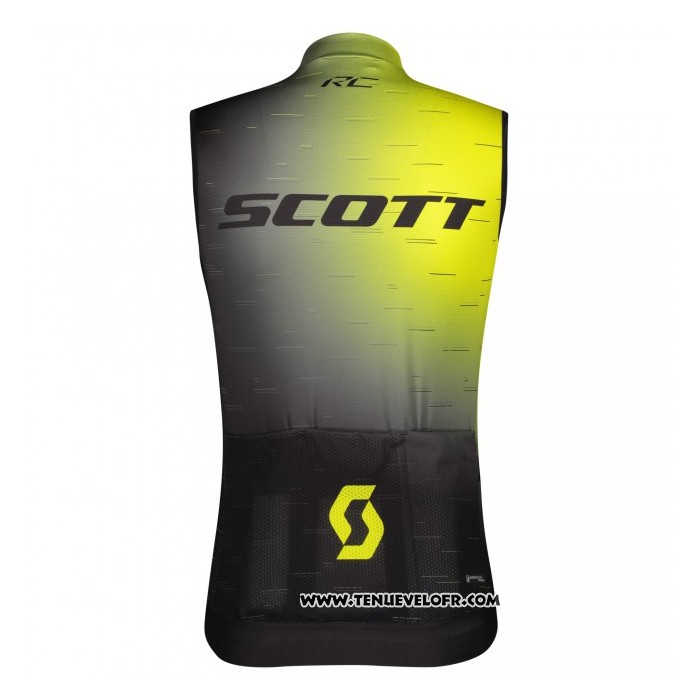 2021 Gilet Coupe-vent Scott Noir Jaune Manches Courtes et Cuissard