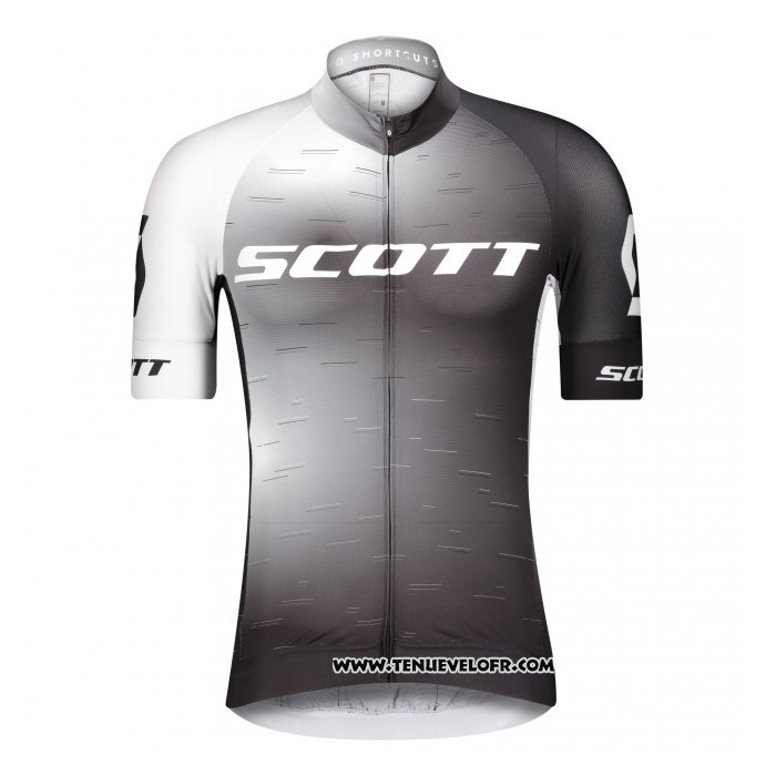 2021 Maillot Cyclisme Scott Blanc Manches Courtes et Cuissard
