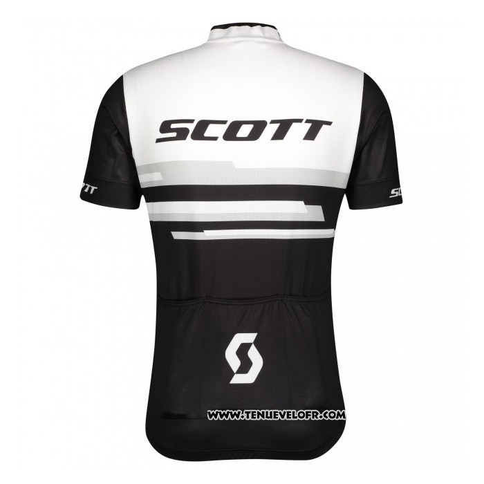 2021 Maillot Cyclisme Scott Blanc Noir Manches Courtes et Cuissard