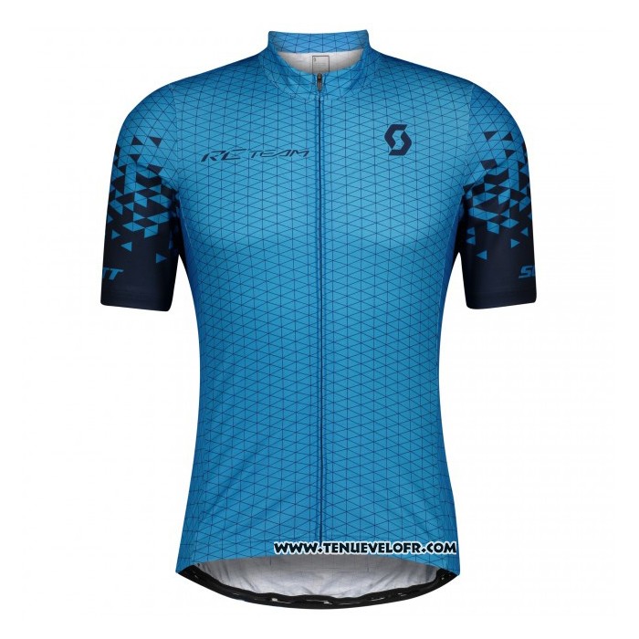 2021 Maillot Cyclisme Scott Bleu Manches Courtes et Cuissard