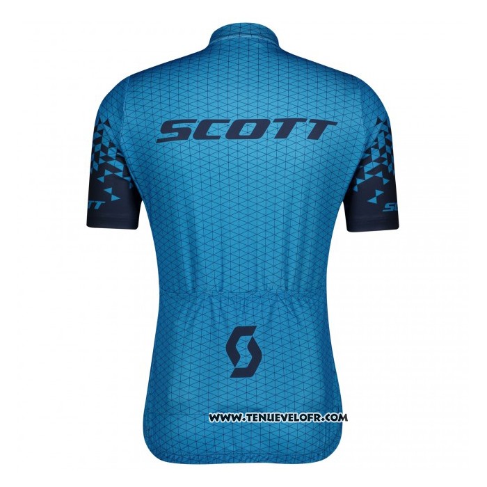 2021 Maillot Cyclisme Scott Bleu Manches Courtes et Cuissard