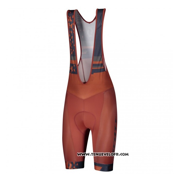 2021 Maillot Cyclisme Scott Fonce Bleu Orange Manches Courtes et Cuissard
