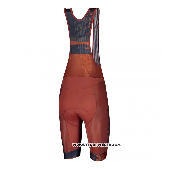 2021 Maillot Cyclisme Scott Fonce Bleu Orange Manches Courtes et Cuissard