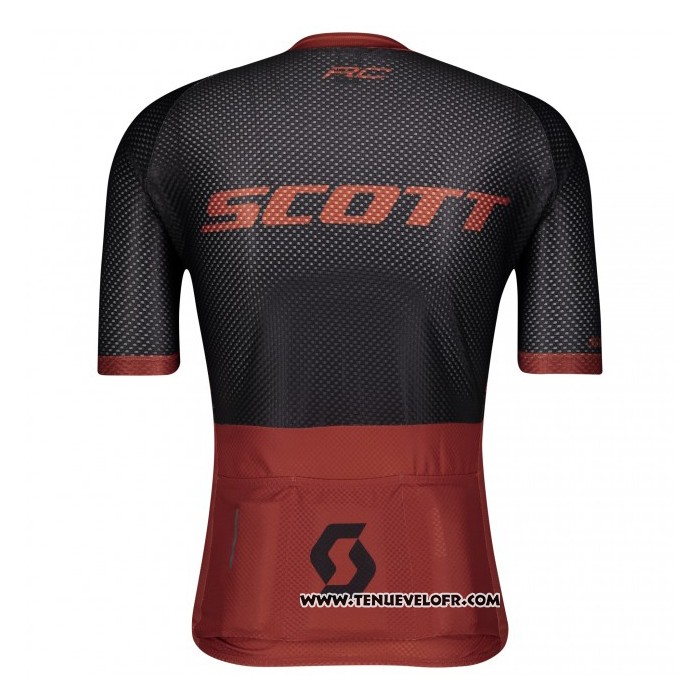 2021 Maillot Cyclisme Scott Fonce Orange Manches Courtes et Cuissard