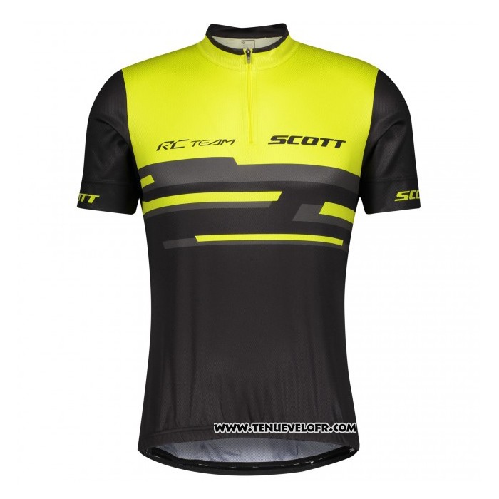 2021 Maillot Cyclisme Scott Jaune Noir Manches Courtes et Cuissard