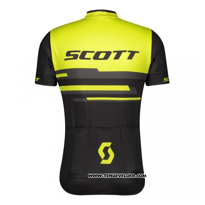 2021 Maillot Cyclisme Scott Jaune Noir Manches Courtes et Cuissard