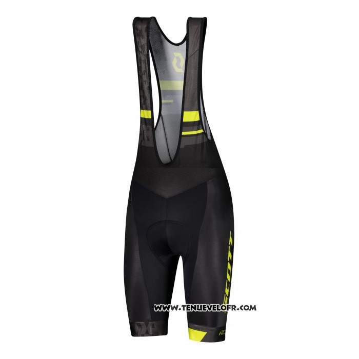 2021 Maillot Cyclisme Scott Jaune Noir Manches Courtes et Cuissard