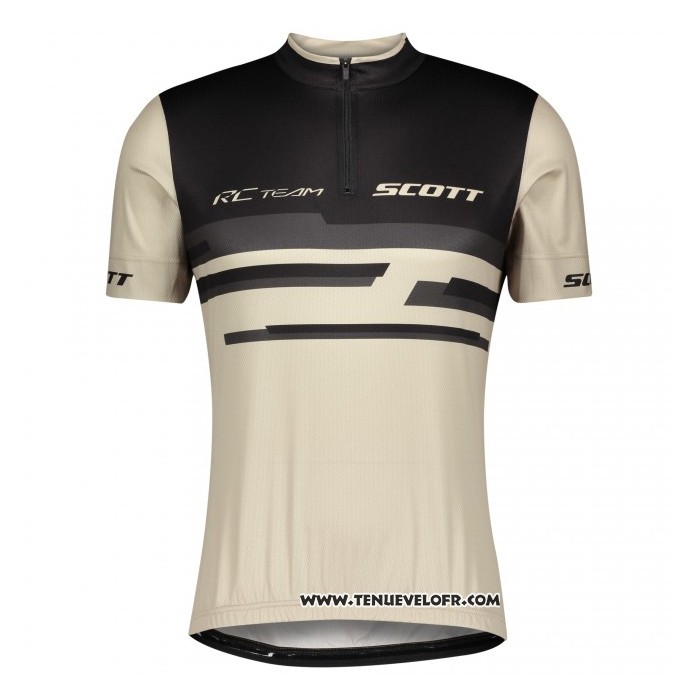 2021 Maillot Cyclisme Scott Lumiere Marron Manches Courtes et Cuissard