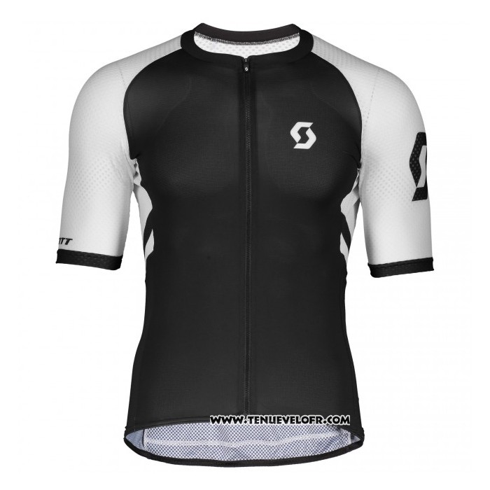 2021 Maillot Cyclisme Scott Noir Blanc Manches Courtes et Cuissard
