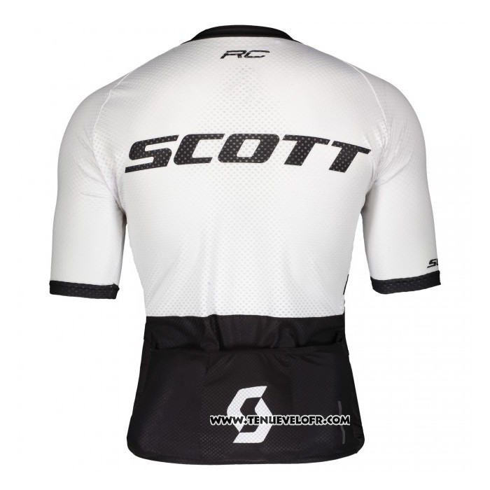 2021 Maillot Cyclisme Scott Noir Blanc Manches Courtes et Cuissard