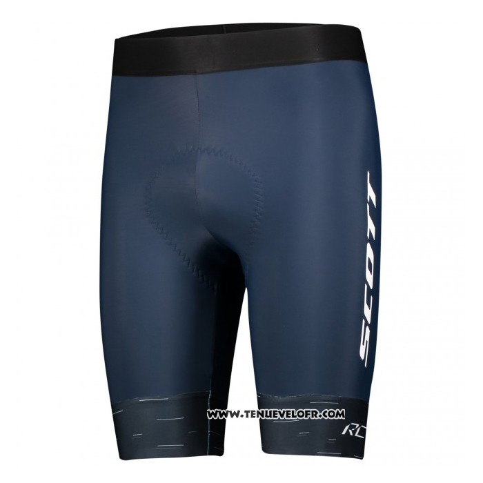 2021 Maillot Cyclisme Scott Noir Bleu Manches Courtes et Cuissard