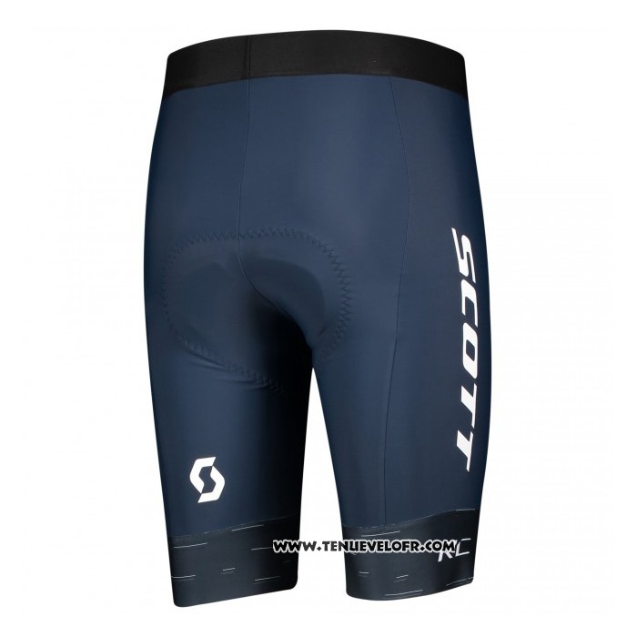 2021 Maillot Cyclisme Scott Noir Bleu Manches Courtes et Cuissard