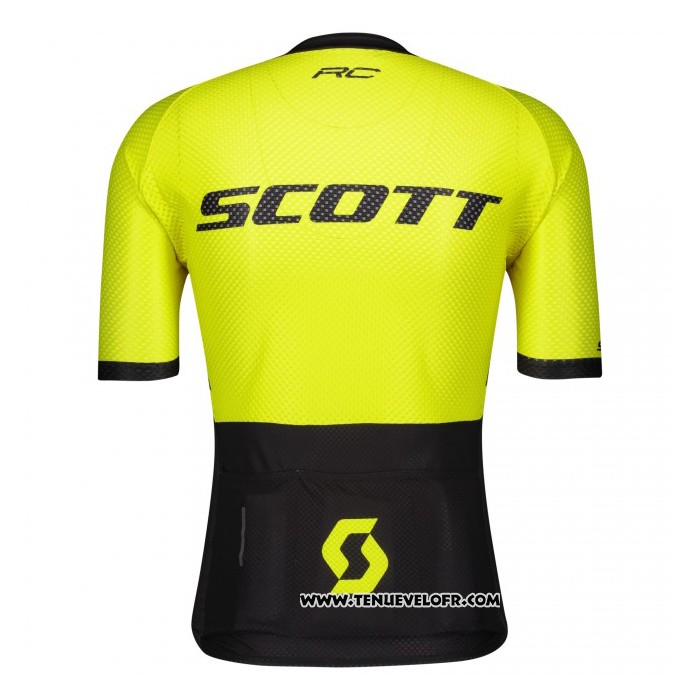 2021 Maillot Cyclisme Scott Noir Jaune Manches Courtes et Cuissard