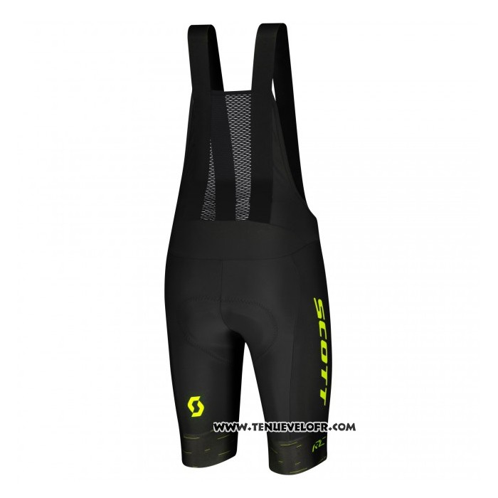 2021 Maillot Cyclisme Scott Noir Jaune Manches Courtes et Cuissard