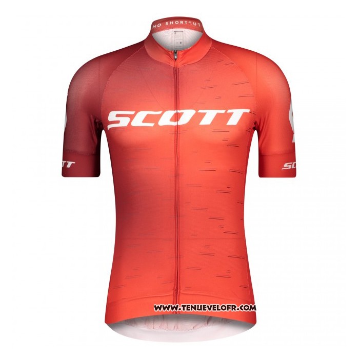 2021 Maillot Cyclisme Scott Rouge Manches Courtes et Cuissard