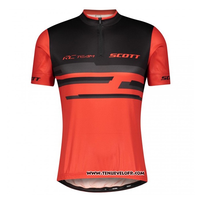 2021 Maillot Cyclisme Scott Rouge Noir Manches Courtes et Cuissard