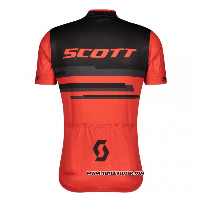 2021 Maillot Cyclisme Scott Rouge Noir Manches Courtes et Cuissard