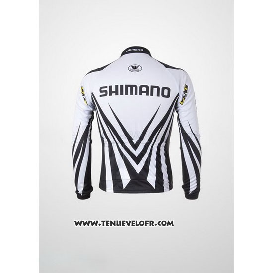 2010 Maillot Ciclismo Shimano Blanc et Noir Manches Longues et Cuissard