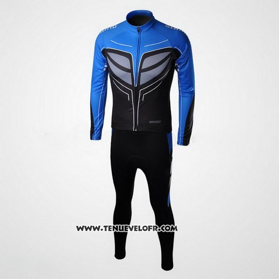 2010 Maillot Ciclismo Shimano Bleu et Noir Manches Longues et Cuissard