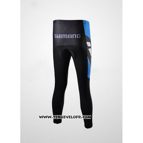 2010 Maillot Ciclismo Shimano Bleu et Noir Manches Longues et Cuissard