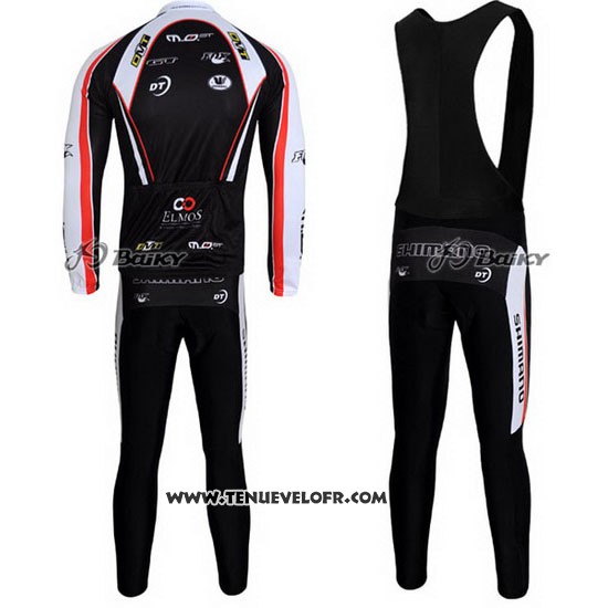 2010 Maillot Ciclismo Shimano Rouge et Noir Manches Longues et Cuissard